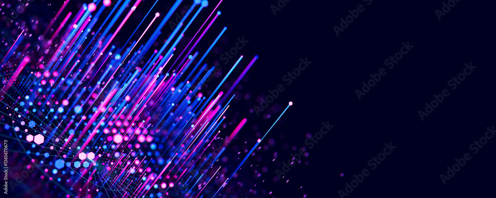 Poster big data complex graph. quantum computing universe. cyber space of ai technology. futuristic graph. 