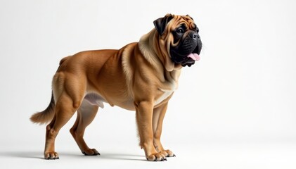Obraz premium Imposing mastiff profile, elegant posture, pure white backdrop, white, dog breed