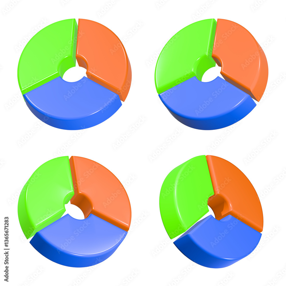 Aufkleber pie chart 3d rendering realistic