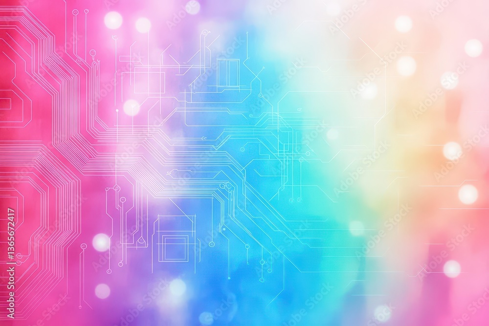 Poster vibrant colorful background featuring intricate circuit pattern that evokes a sense of technology in