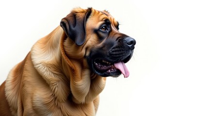 Obraz premium Imposing mastiff, regal expression, pure white backdrop, portrait, dog, canine