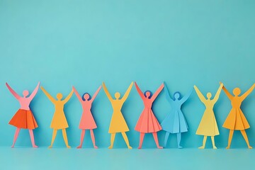 Obraz premium Celebrating Teamwork Group Unity Paper Cutouts