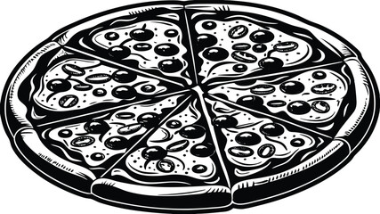 pizza whole vintage illustration vector design