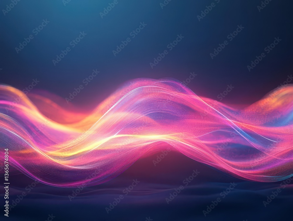 Poster a mesmerizing display of ethereal light waves undulating across a deep dark background evoking a sen