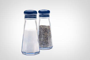 Glass Salt and Pepper Shakerr on a White Background