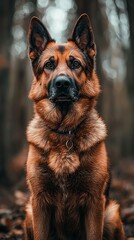 German Shepherd in a forest setting.