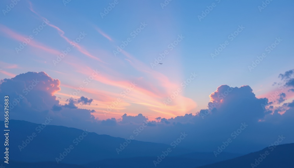 Poster illustrate a serene sky texture featuring smooth gradients transitioning from deep blue to soft past