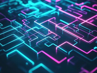 Obraz premium Vibrant Abstract 3D Background Featuring Luminous Lines and Shapes in Dynamic Patterns Creating a Futuristic and Visually Striking Digital Environment