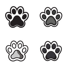 Obraz premium Paws Prints: The image depicts four stylized paw prints, with varying shades and styles. The prints evoke feelings of affection and loyalty