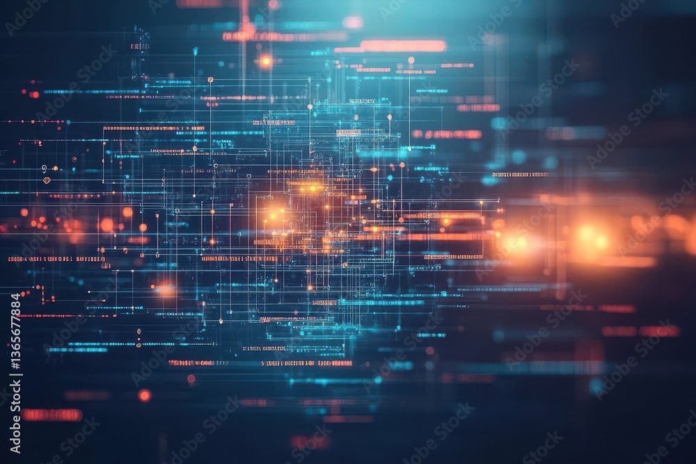 Poster dynamic abstract technology background featuring glowing lines and dots creating a futuristic atmosp