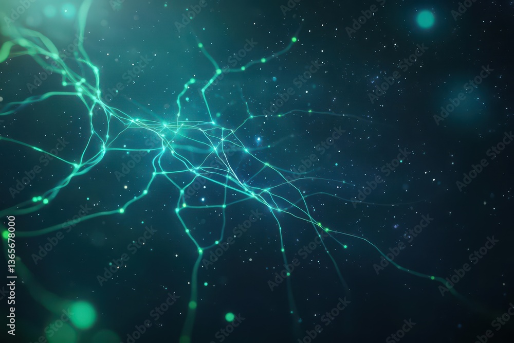 Poster intricate and mysterious neurons illuminated in the darkness revealing the complexity of neural conn