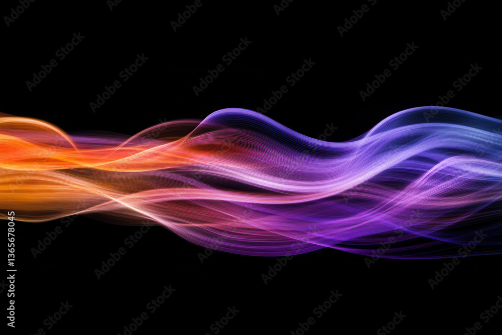 Poster abstract flowing ribbon of vibrant colors against a dark background creates a dynamic image