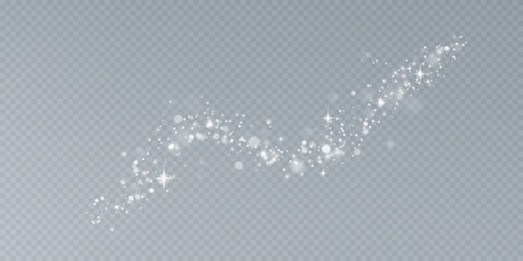 Decoration made of bright shimmering particles. Bright glitter dust. Festive light effect.	