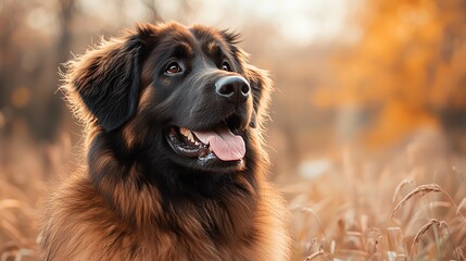 Happy dog in autumn field