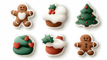 Charming Christmas Sticker Set Featuring Gingerbread Men and Festive Treats