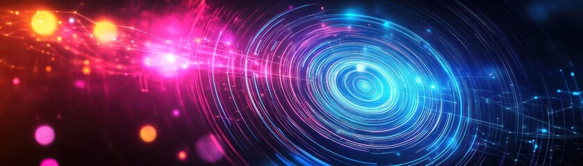 Vibrant and Colorful Abstract Background Featuring Circles and Lights Creating a Dynamic Artistic Composition with Energetic Visual Appeal and Depth