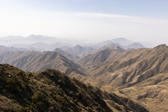 Landscape with mountains in the area of Abha in Saudi Arabia