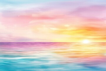 Fototapeta premium warm sunset over the ocean watercolor