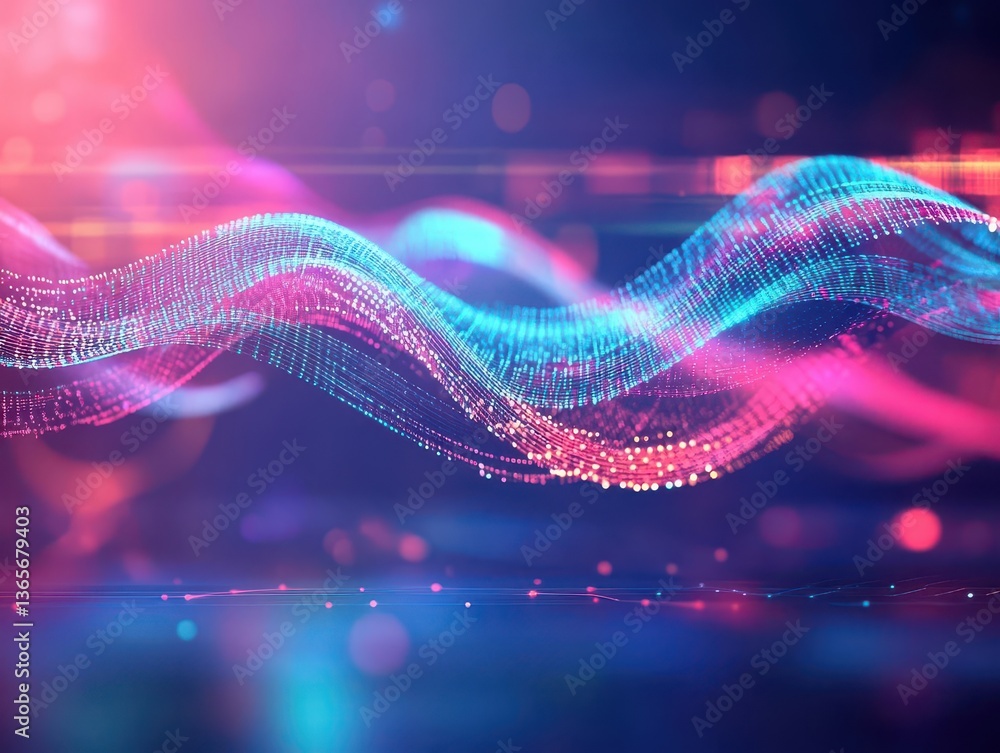 Poster futuristic abstract technology background featuring illuminated lines and dots creating a dynamic an
