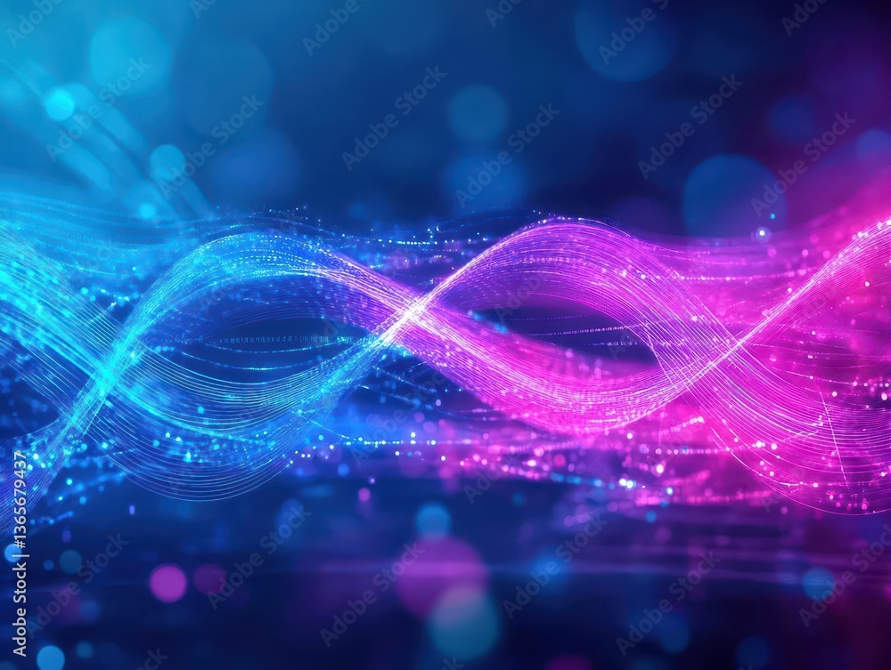Poster vibrant abstract background featuring glowing lines and dots creating a dynamic and energetic visual