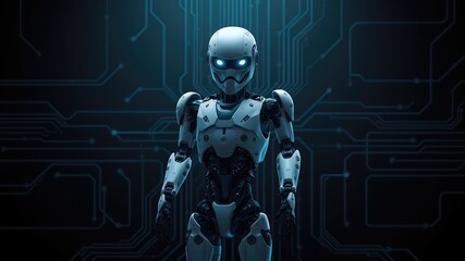 Artificial intelligence, Futuristic Humanoid Robot with AI Technology, android robot with futuristic interface