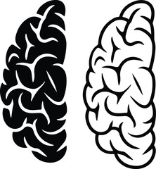 Fototapeta premium Black And White Brain Icon Set Clipart.