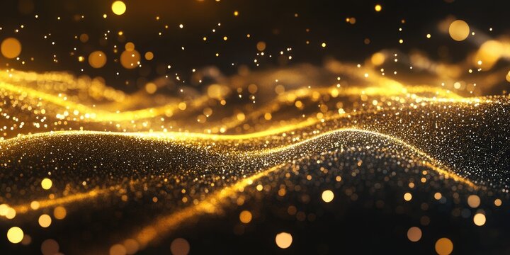 Abstract Gold Particles Flowing