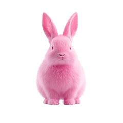 Fototapeta premium easter concept, Pink bunny on a black background, showcasing vibrant color contrasts.