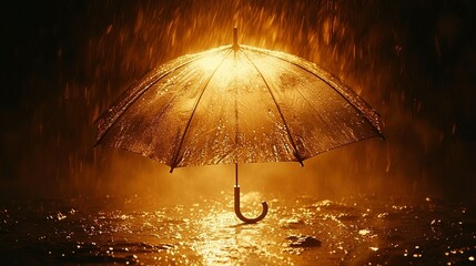 Umbrella in Golden Rain