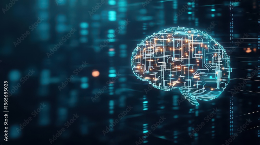 Poster intricate human brain surrounded by mysterious darkness symbolizing depth of thought and complexity 