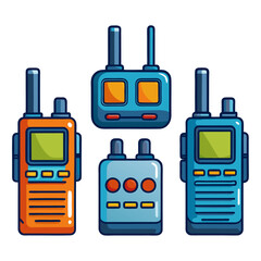 set of 4 police walky talky icons of vector illustration isolated on a white background