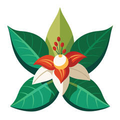 Flower vector and Green Leaves-2
