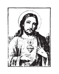 Sacred heart of Jesus Christ Vector Christian religious Illustration