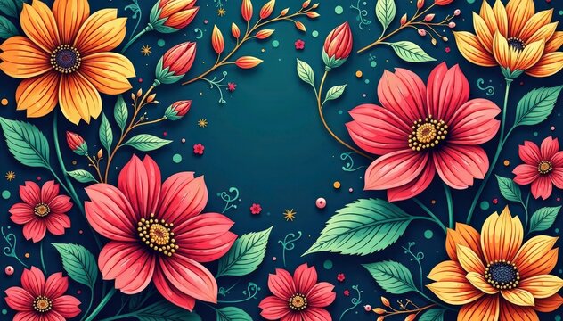 Intricate line art floral pattern, ideal for sophisticated flyers, retro, vintage, botanical