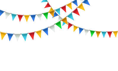 png string bunting fair garland bright carnival triangle holiday decoration orange yellow red white blue three-dimensional anniversary birthday celebrate colourful congratulation cut-out element 