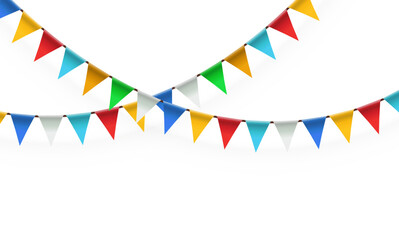 png garland bright carnival triangle holiday decoration orange yellow red white blue three-dimensional anniversary birthday celebrate colourful congratulation cut-out element enjoyment event festival 