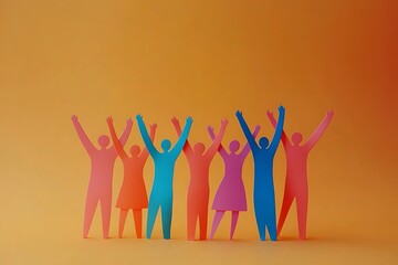 Fototapeta premium Cheerful Paper People Celebrating Unity