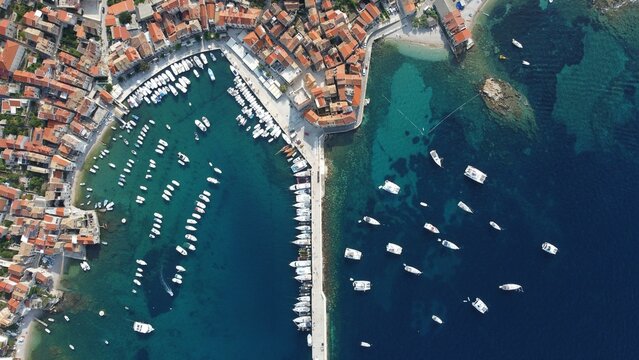 Fototapeta Komiza city and port at Vis island, Croatia