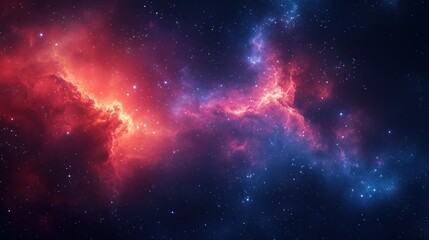 Fototapeta premium Nebulae emitting vibrant colors, illuminating a dark night sky filled with countless stars