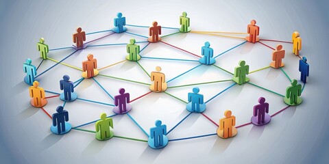 Naklejka premium Teamwork Visuals arrows connecting figures, conveying collaboration and communication , unity, visual, unity