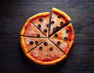 pizza on a wooden table