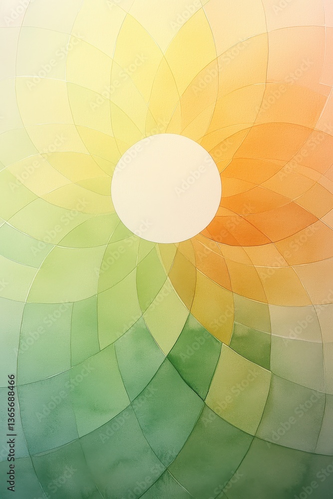 Poster watercolor abstract concentric circle pattern