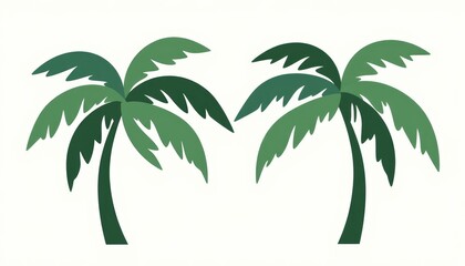 Obraz premium Stylized palm trees swaying in a light breeze, tropical serenity