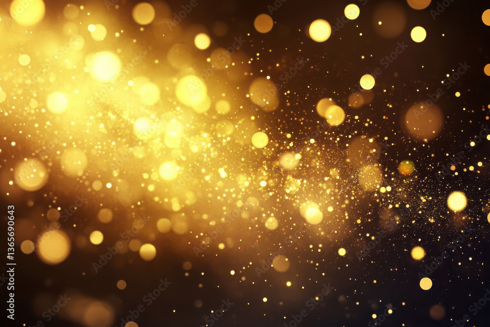 Poster abstract golden bokeh background with glowing particles