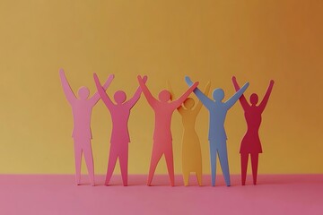 Fototapeta premium Celebrating Team Success Vibrant Group Unity Background