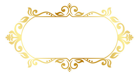 Luxury gold vintage frame decorated with abstract leaves, classic elements.