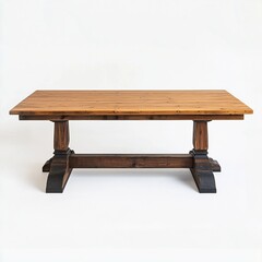Rustic dining table with double pedestal base
