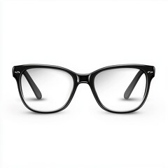 Glossy black reading glasses on white background