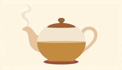 Elegant teapot with herbal tea steaming, minimalist design