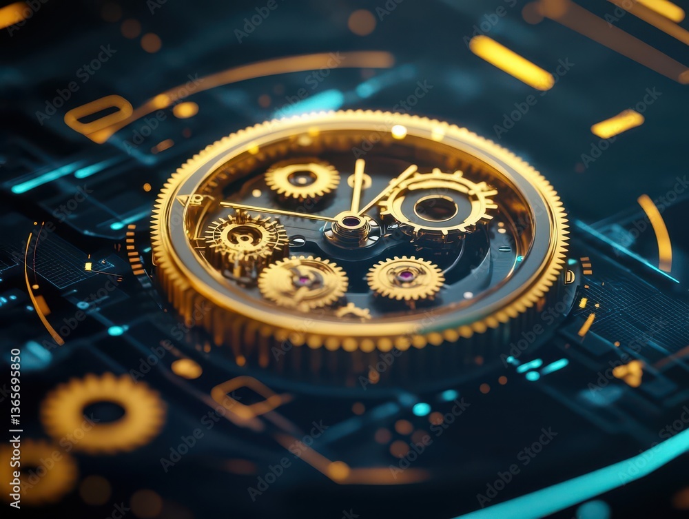 Poster intricate timepiece displaying exposed gears and mechanisms capturing the art of watchmaking with a 